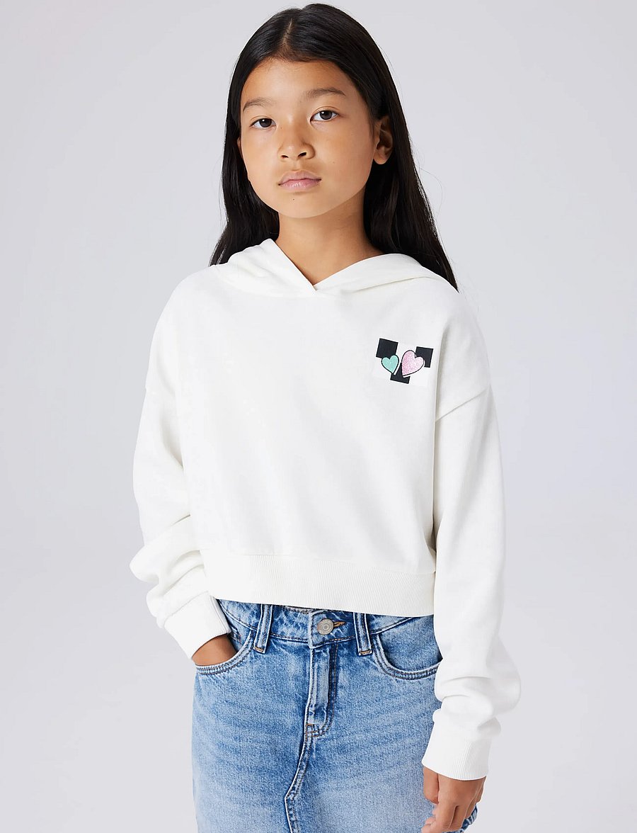 name it - NKFTARA LS CROP RLX SWE WH BRU PS NOOS - kapuzenpullover - cloud dancer - 5