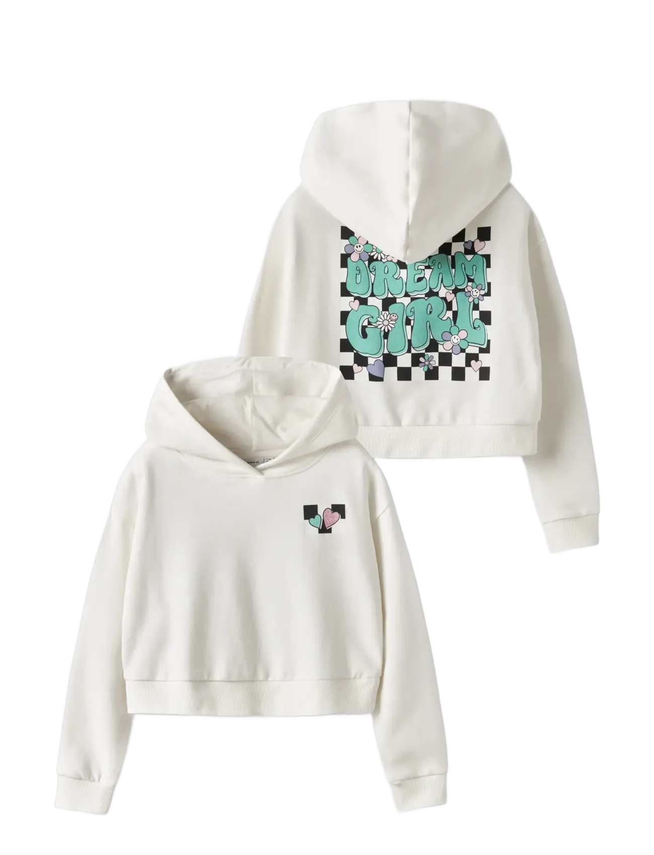 name it - NKFTARA LS CROP RLX SWE WH BRU PS NOOS - bluzy z kapturem - cloud dancer - 3