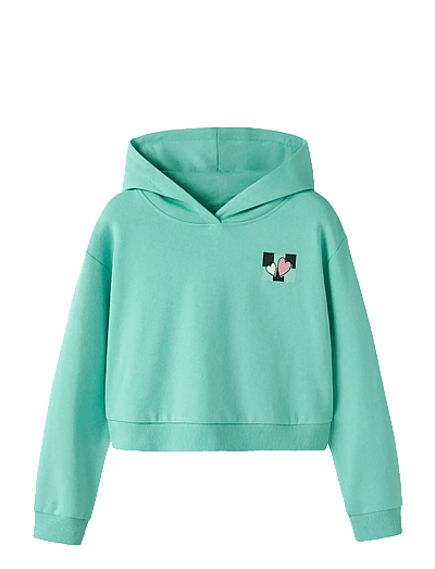 name it NKFTARA LS CROP RLX SWE WH BRU PS NOOS - Kapuzenpullover - POOL BLUE / blue