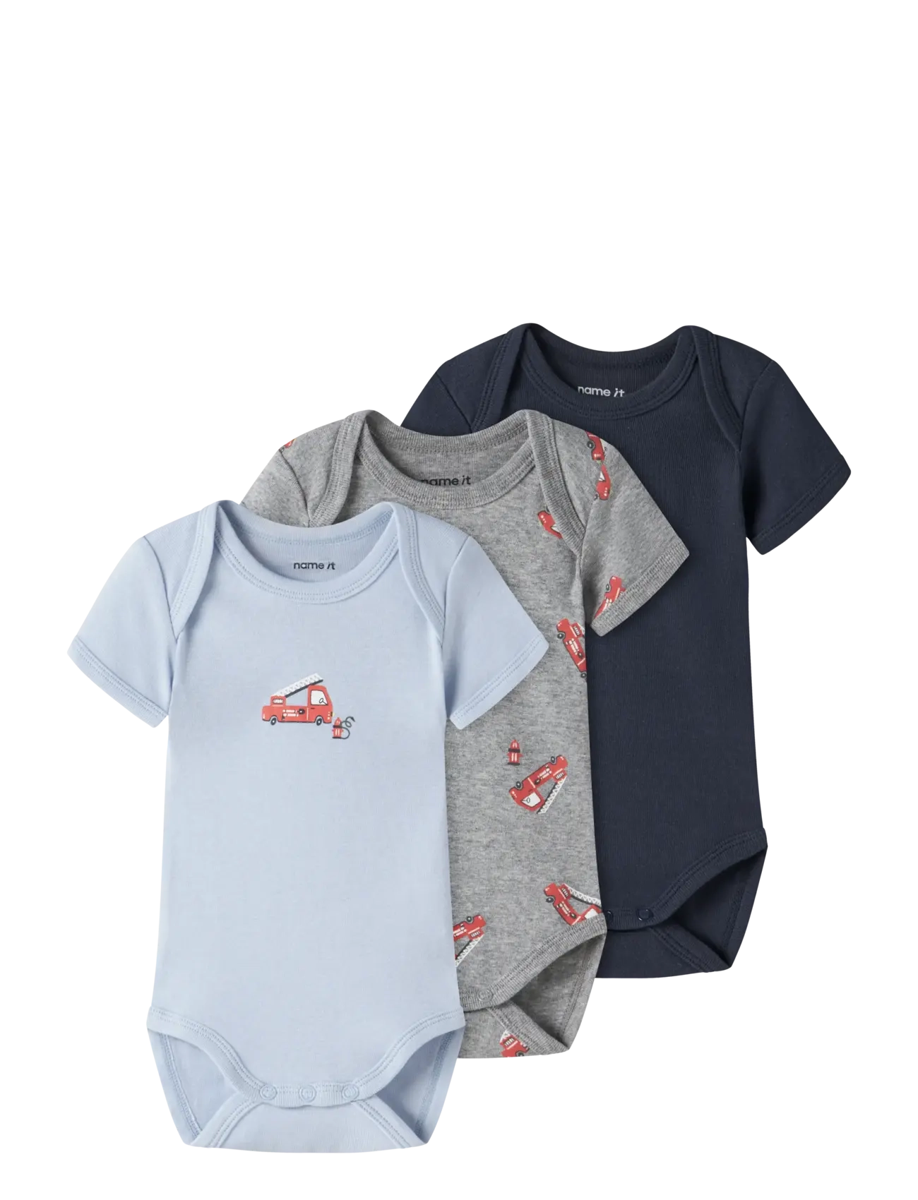 name it NBMBODY 3P SS FIRETRUCK NOOS - Bodyer i multipack - GREY MELANGE / blue