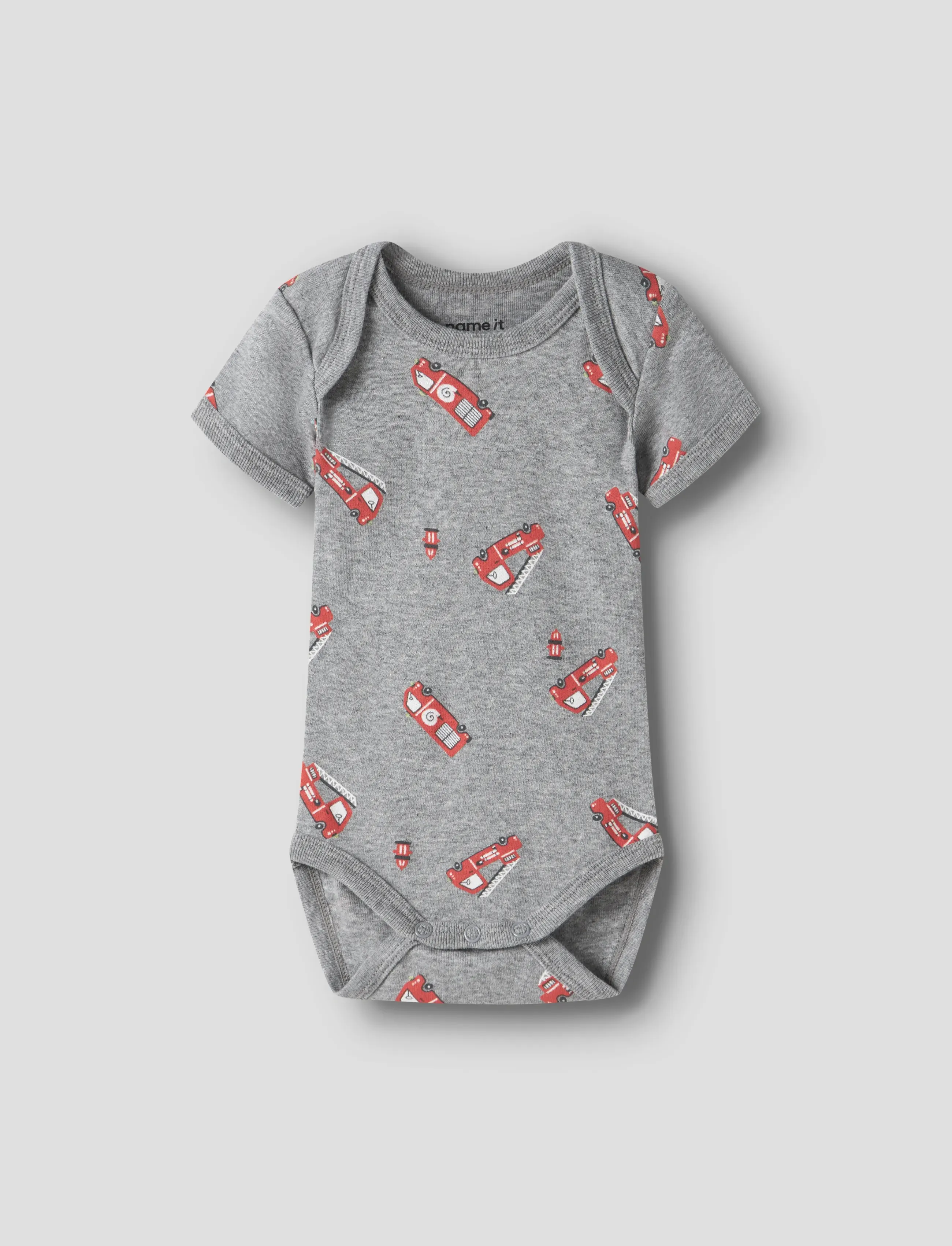name it - NBMBODY 3P SS FIRETRUCK NOOS - samfellur í fjölpakka - grey melange - 3