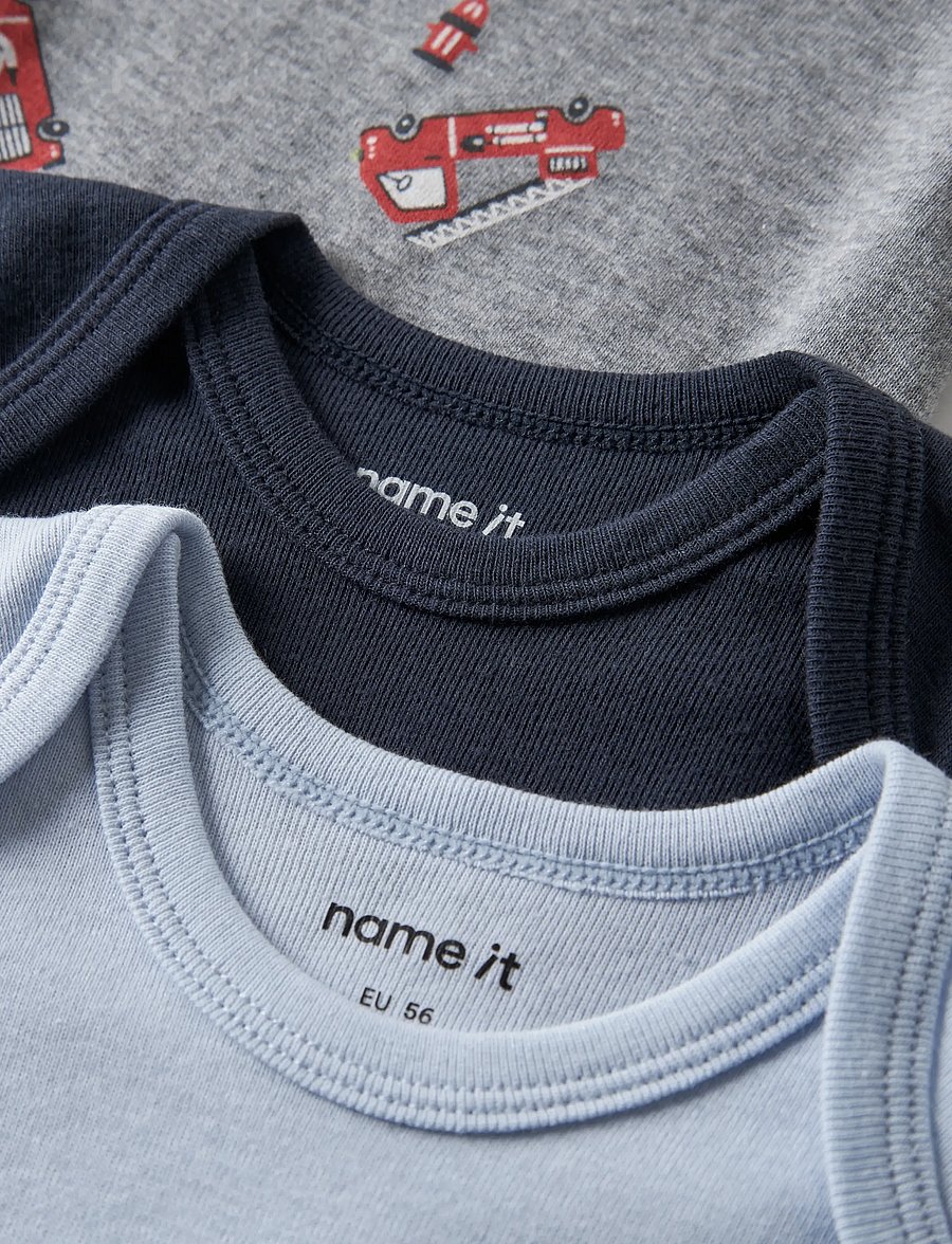 name it - NBMBODY 3P SS FIRETRUCK NOOS - samfellur í fjölpakka - grey melange - 4