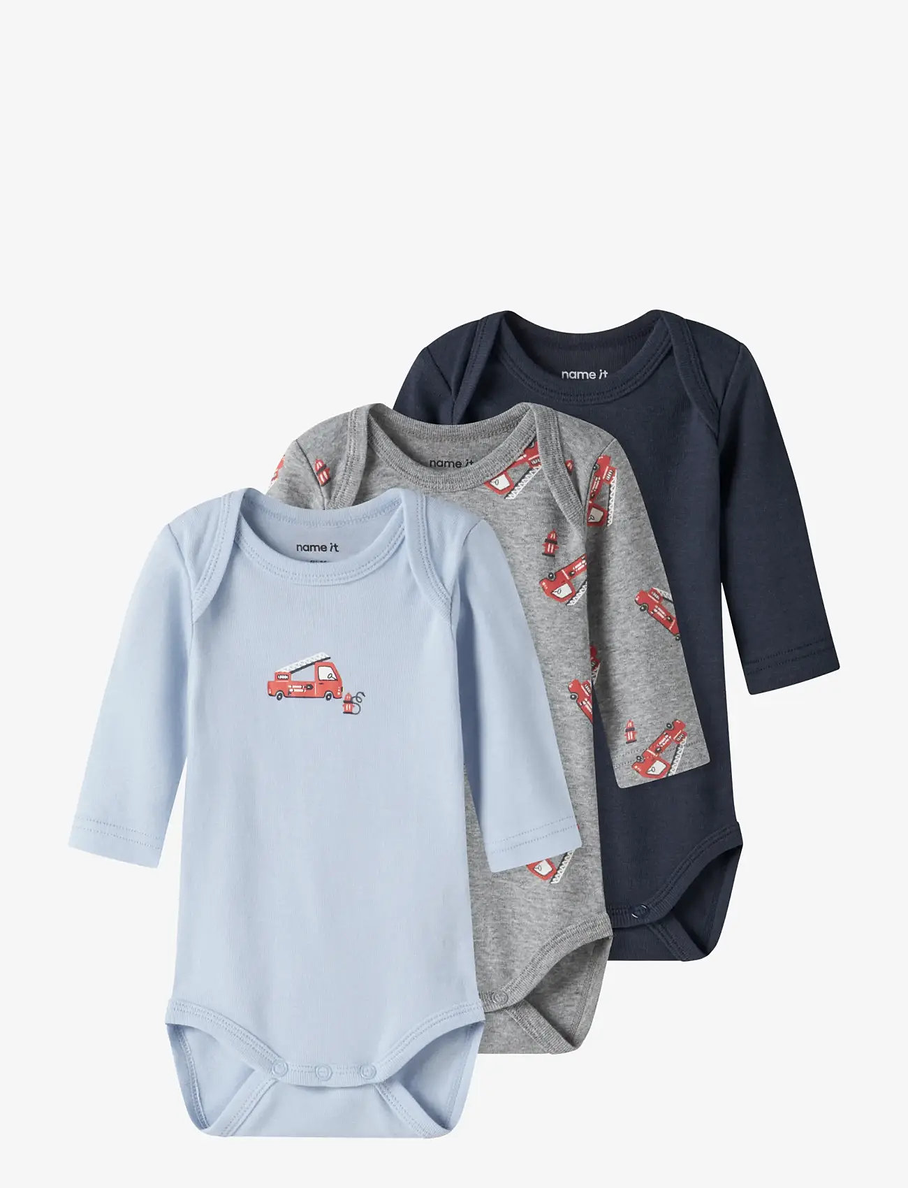 name it - NBMBODY 3P LS FIRETRUCK NOOS - bodide mitmikpakk - grey melange - 1