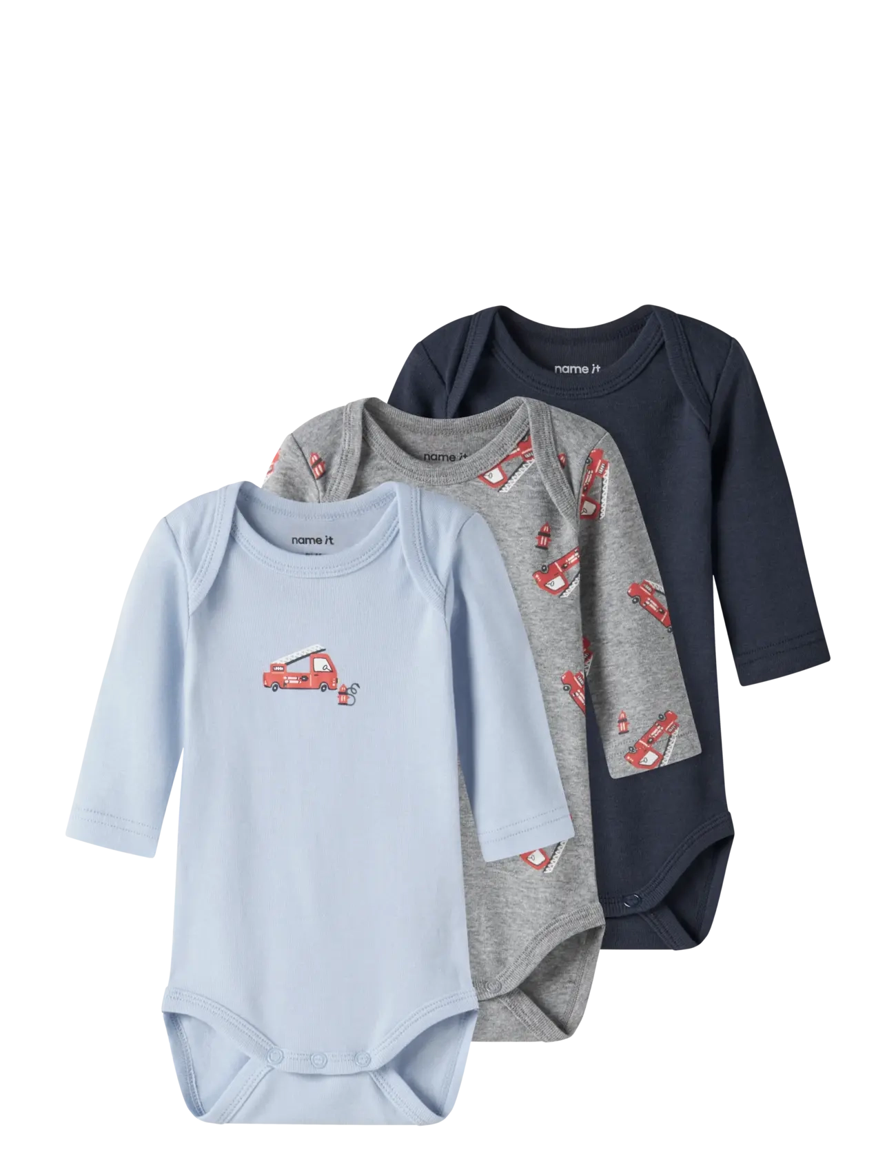 name it NBMBODY 3P LS FIRETRUCK NOOS - Bodies - GREY MELANGE / blue
