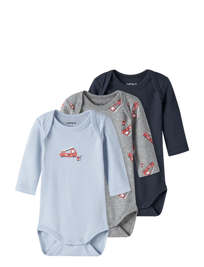 name it - NBMBODY 3P LS FIRETRUCK NOOS - bodide mitmikpakk - grey melange - 1