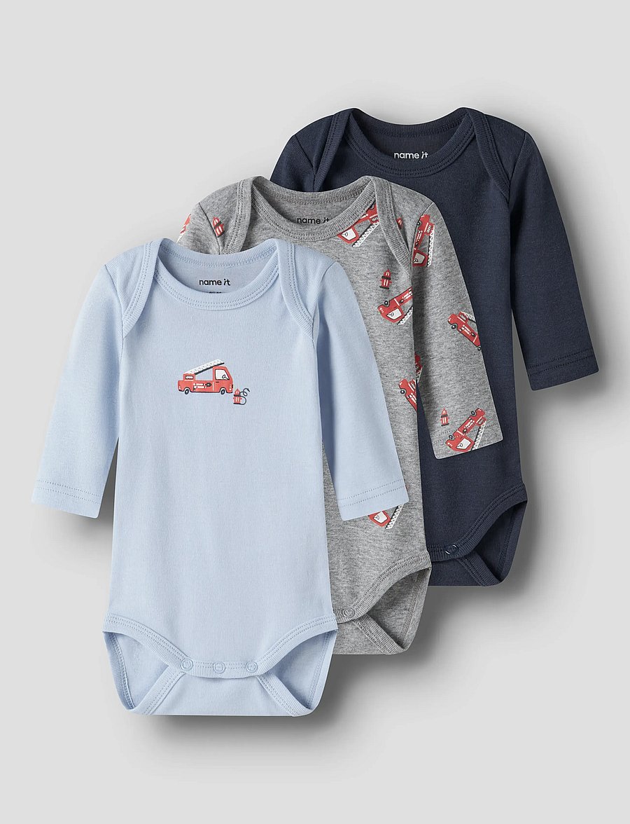 name it - NBMBODY 3P LS FIRETRUCK NOOS - bodide mitmikpakk - grey melange - 0