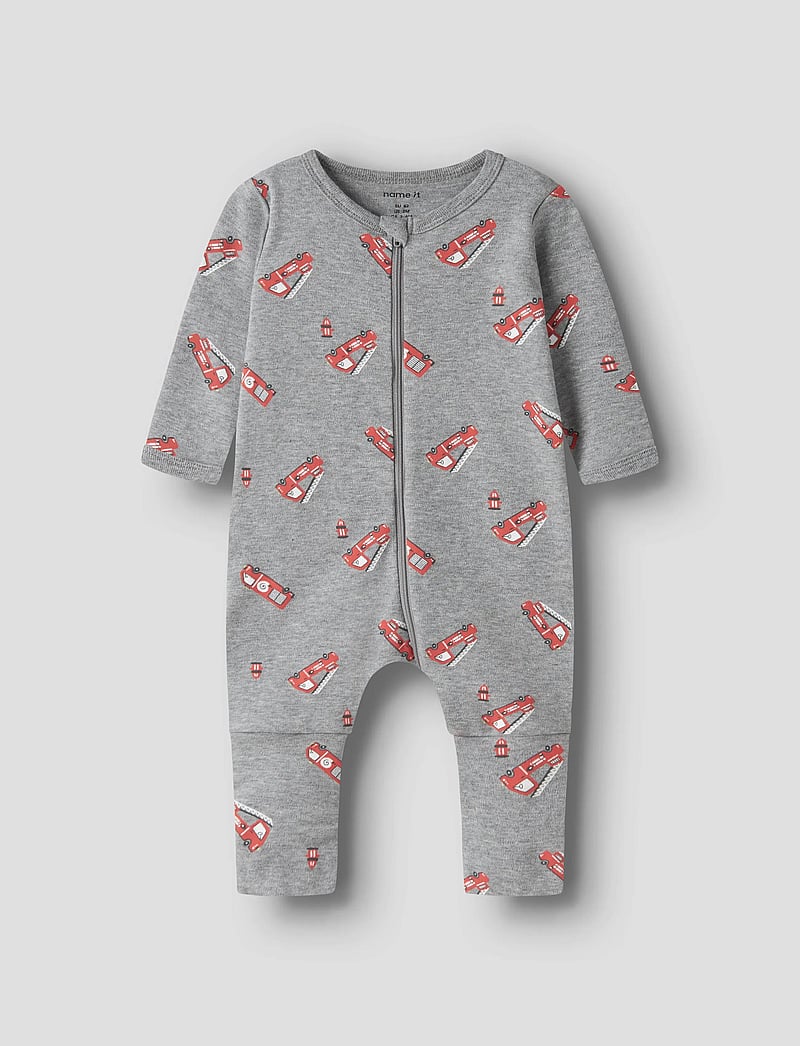 name it - NBMNIGHTSUIT 2P ZIP FF FIRETRUCK NOOS - sovoveraller - grey melange - 3