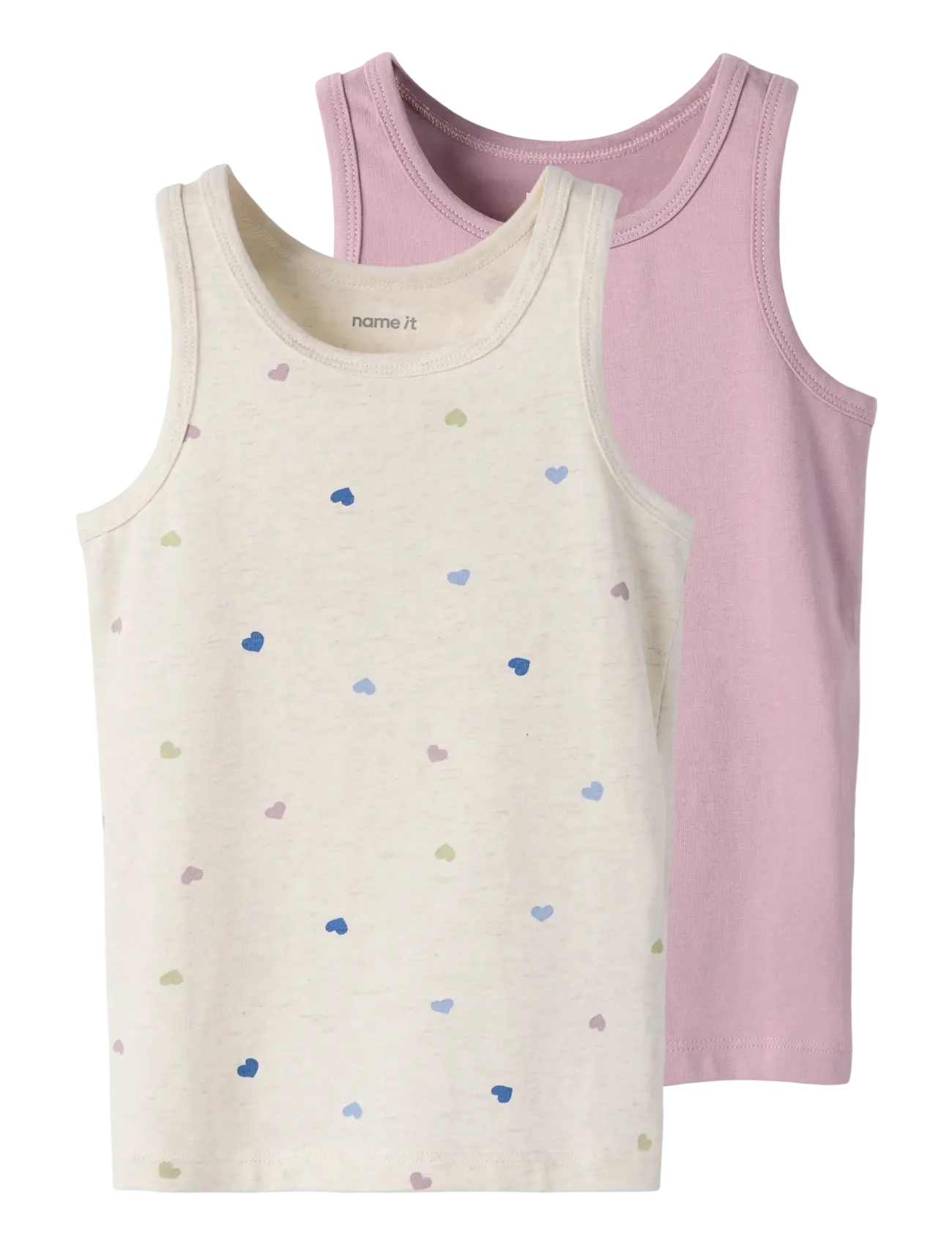 name it NMFTANK TOP 2P PEYOTE HEARTS NOOS - 4 for 3 - PEYOTE MELANGE / cream
