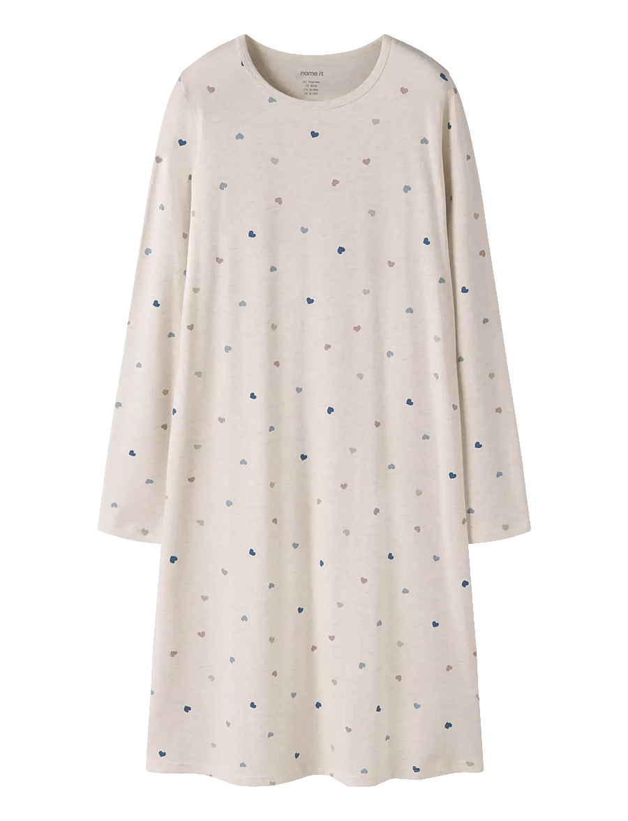 name it - NKFNIGHTGOWN HEARTS NOOS - nattlinnen - peyote melange - 1