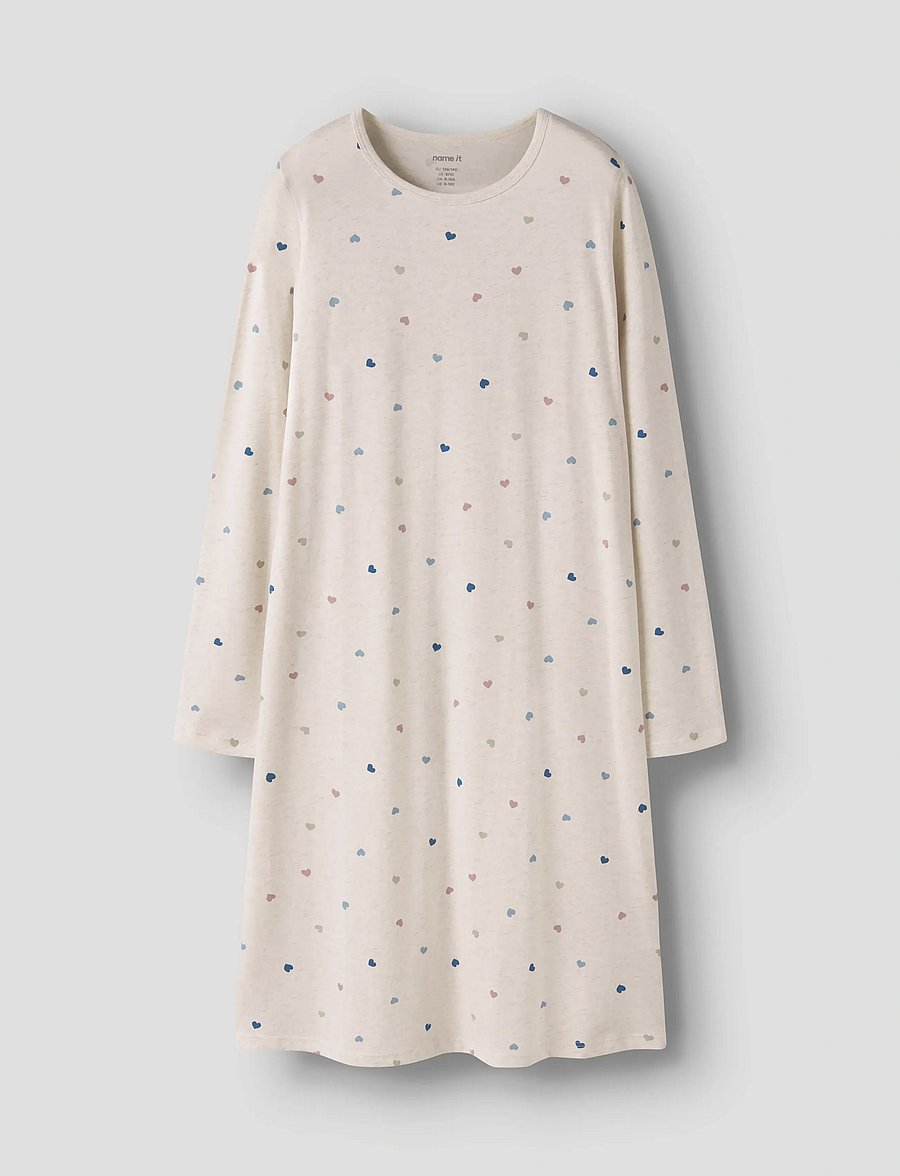 name it - NKFNIGHTGOWN HEARTS NOOS - nattlinnen - peyote melange - 0