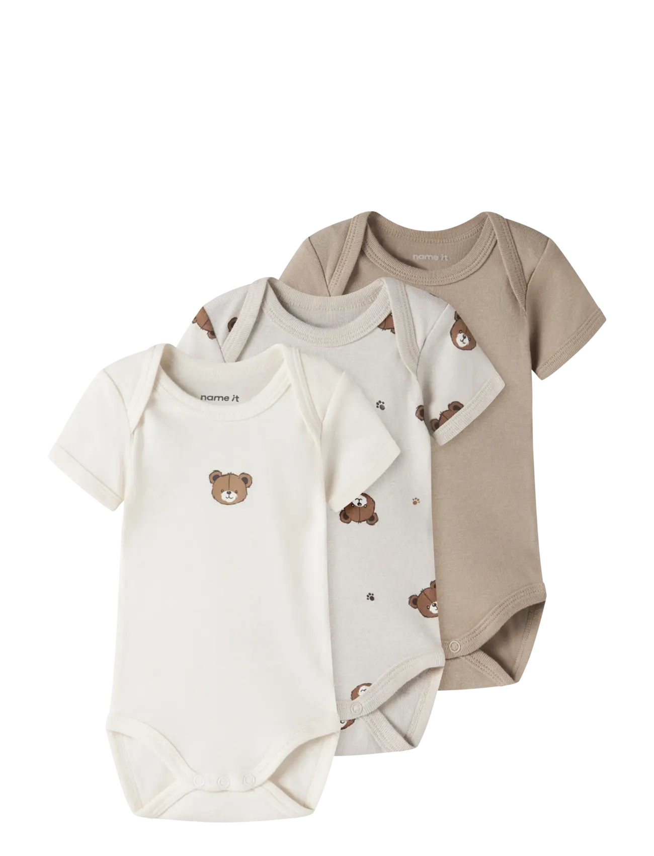 name it NBNBODY 3P SS PUMICE BEAR NOOS - Bodyer i multipack - PUMICE STONE / beige