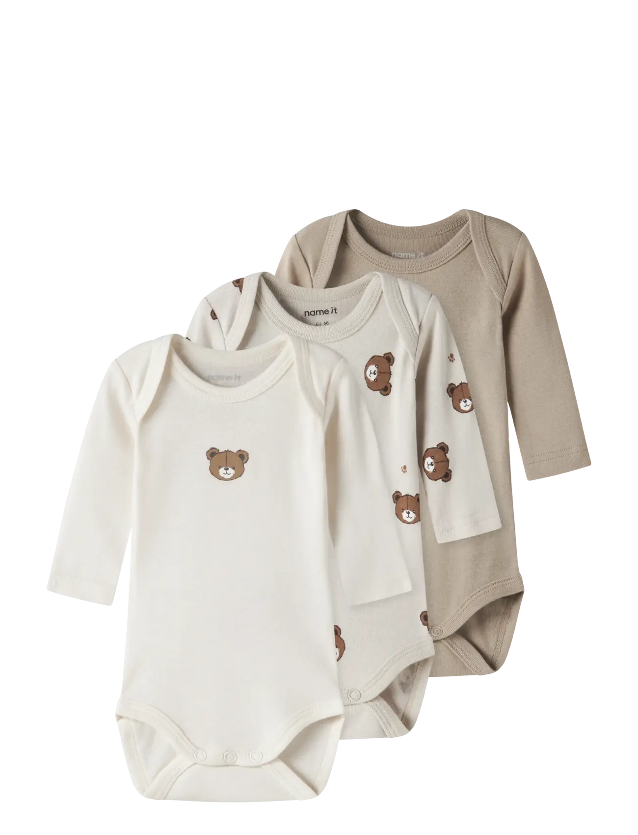 name it NBNBODY 3P LS PUMICE BEAR NOOS - Bodyer i multipack - PUMICE STONE / cream