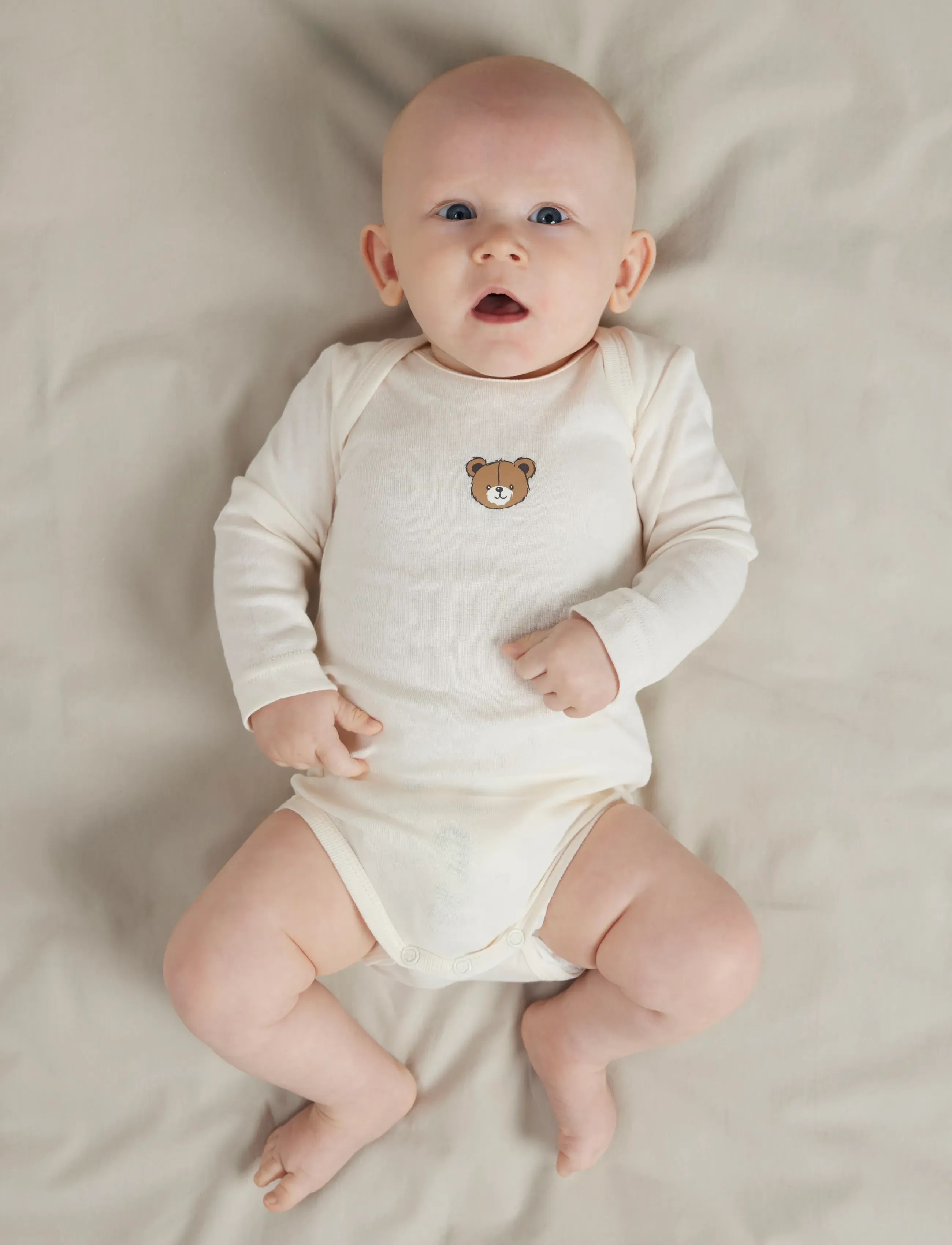 name it Nbnbody 3P Ls Pumice Bear Noos, 56, Bodys, Creme - Long-sleeved, Kinder