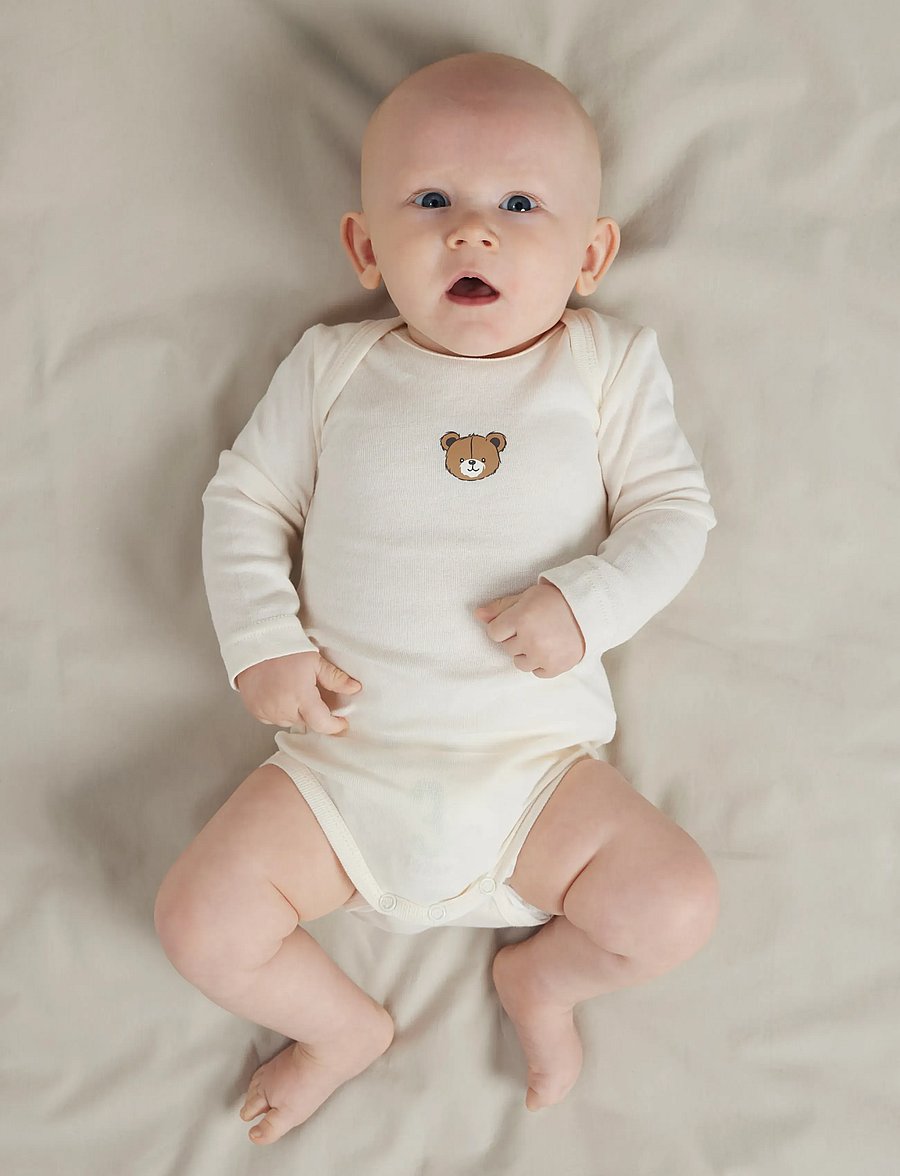 name it - NBNBODY 3P LS PUMICE BEAR NOOS - långärmade bodies - pumice stone - 0