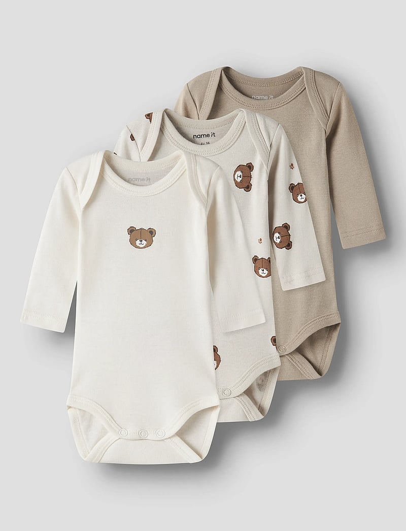 name it - NBNBODY 3P LS PUMICE BEAR NOOS - bodyer i multipack - pumice stone - 4