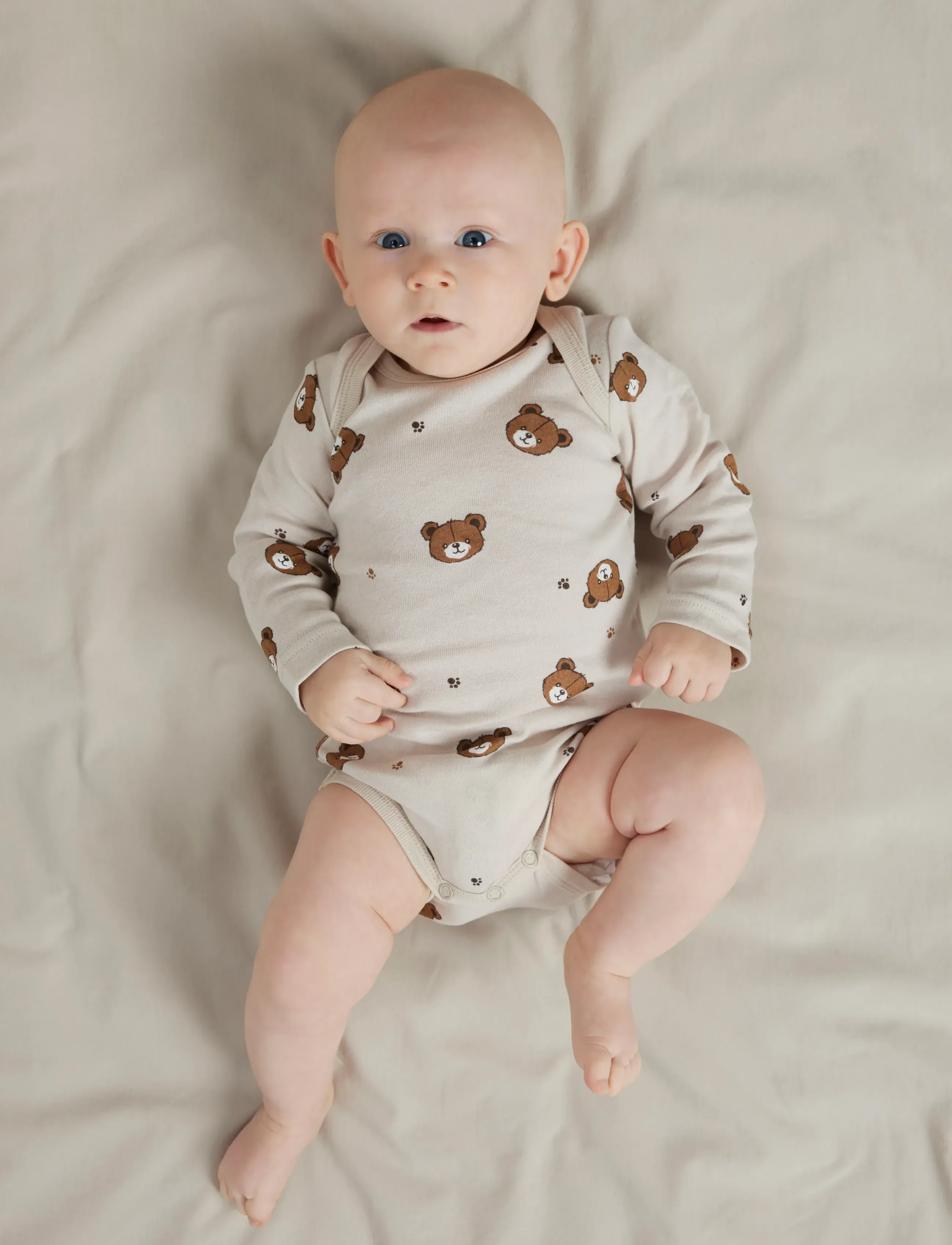 name it - NBNBODY 3P LS PUMICE BEAR NOOS - långärmade bodies - pumice stone - 5
