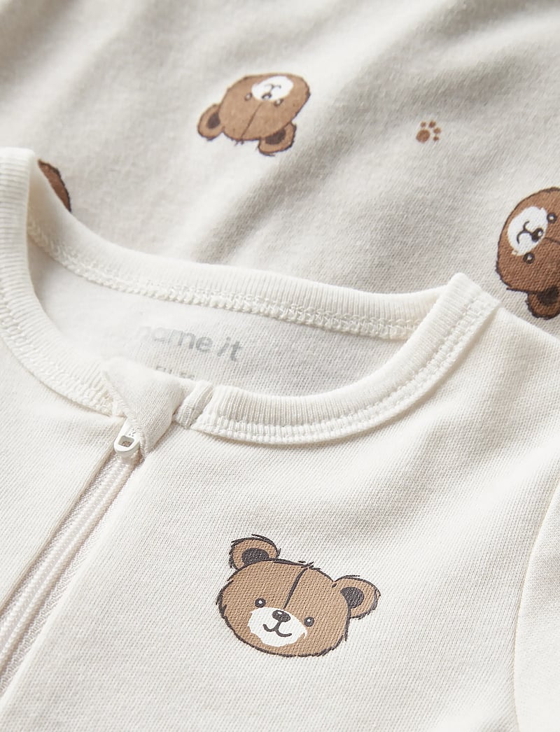 name it - NBNNIGHTSUIT 2P ZIP FF PUMICE BEAR NOOS - schlafoveralls - pumice stone - 4