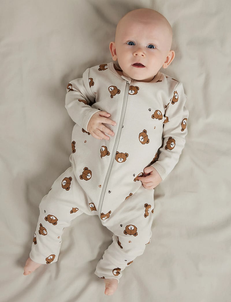 name it - NBNNIGHTSUIT 2P ZIP FF PUMICE BEAR NOOS - schlafoveralls - pumice stone - 5