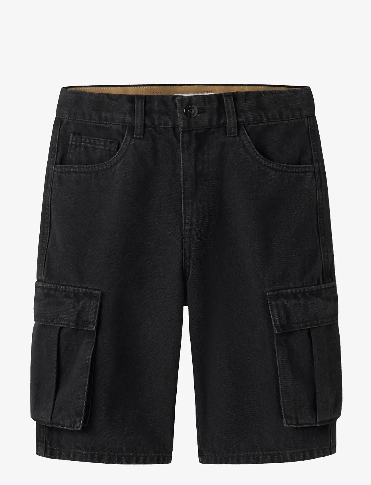 name it - NKMBEN SK DNM CARGO BERMUDA 2800-IM - cargo shorts - black denim - 0