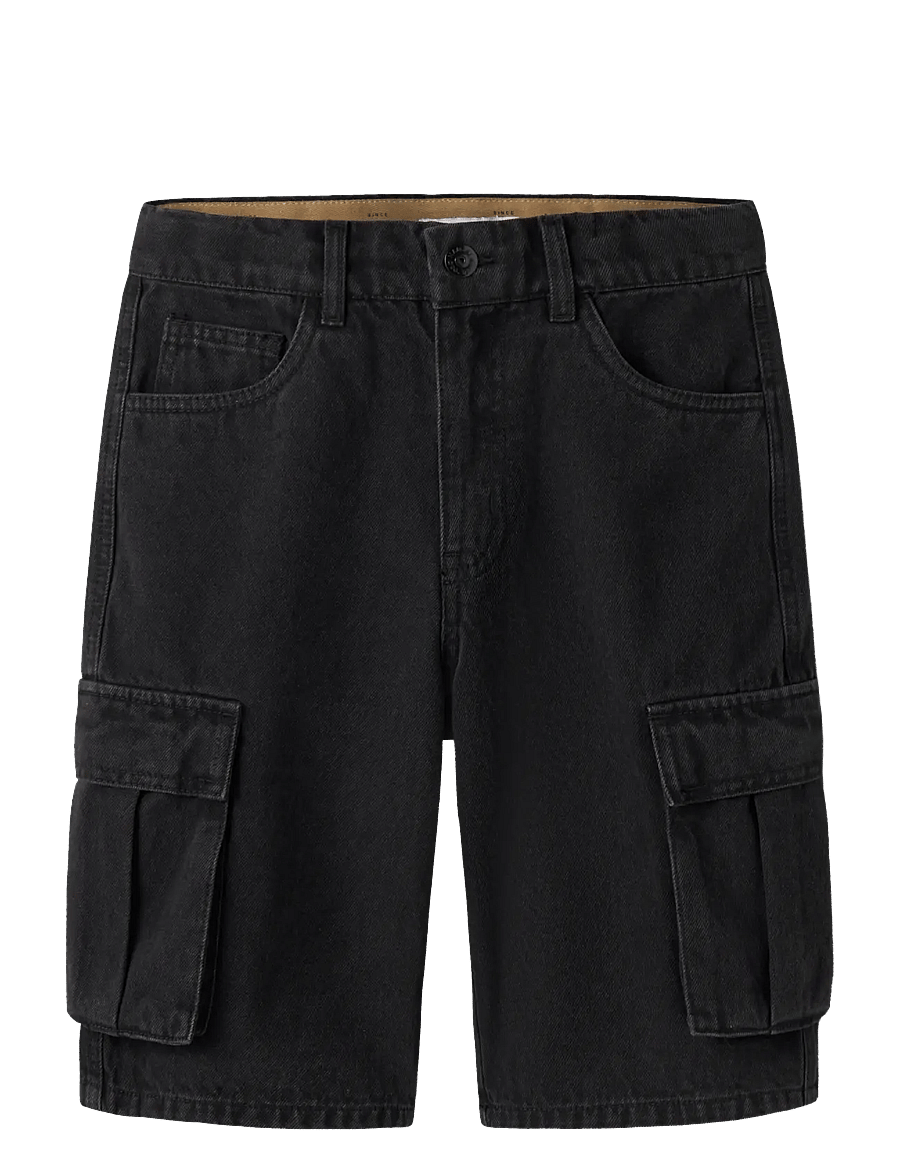 name it - NKMBEN SK DNM CARGO BERMUDA 2800-IM - lühikesed kargopüksid - black denim - 0