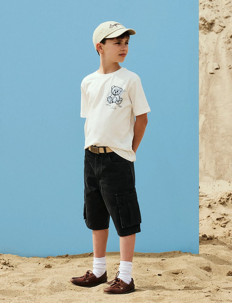 name it - NKMBEN SK DNM CARGO BERMUDA 2800-IM - cargo shorts - black denim - 3