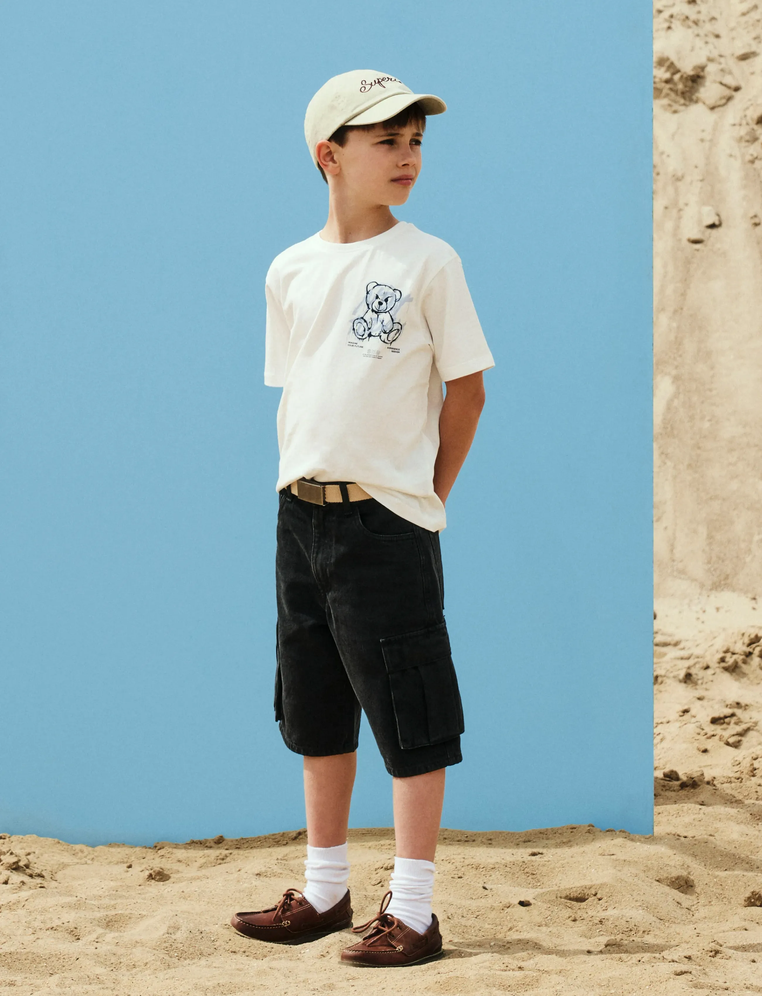 name it - NKMBEN SK DNM CARGO BERMUDA 2800-IM - cargo shorts - black denim - 3