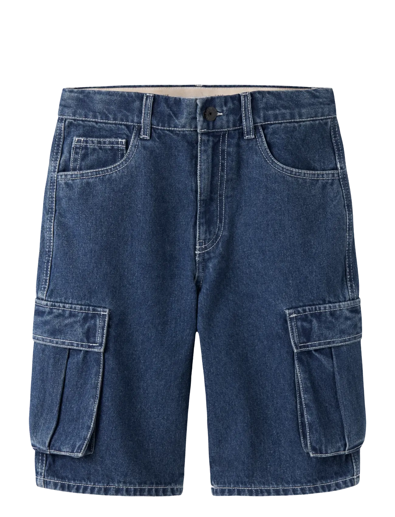 name it NKMBEN SK DNM CARGO BERMUDA 2800-IM - Denimshorts - DARK BLUE DENIM / blue