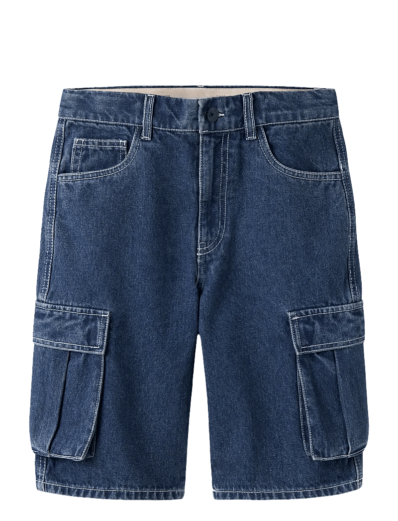 name it - NKMBEN SK DNM CARGO BERMUDA 2800-IM - cargo shorts - dark blue denim - 0