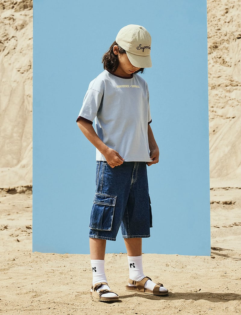 name it - NKMBEN SK DNM CARGO BERMUDA 2800-IM - cargo shorts - dark blue denim - 3