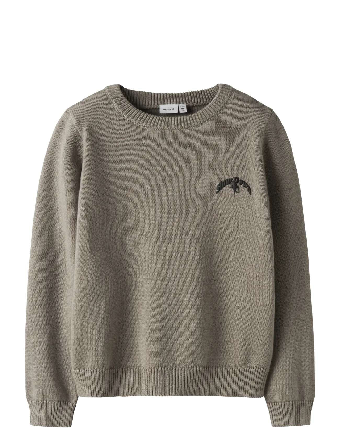 name it Nkmbrady Ls Loose Knit Box, 122-128, Khaki green, Strik > Pullovere, Børn