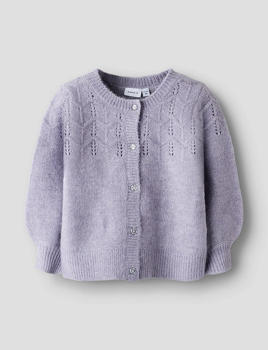 name it - NMFBATRILLA LS KNIT CARD - cardigans - lavender gray - 0
