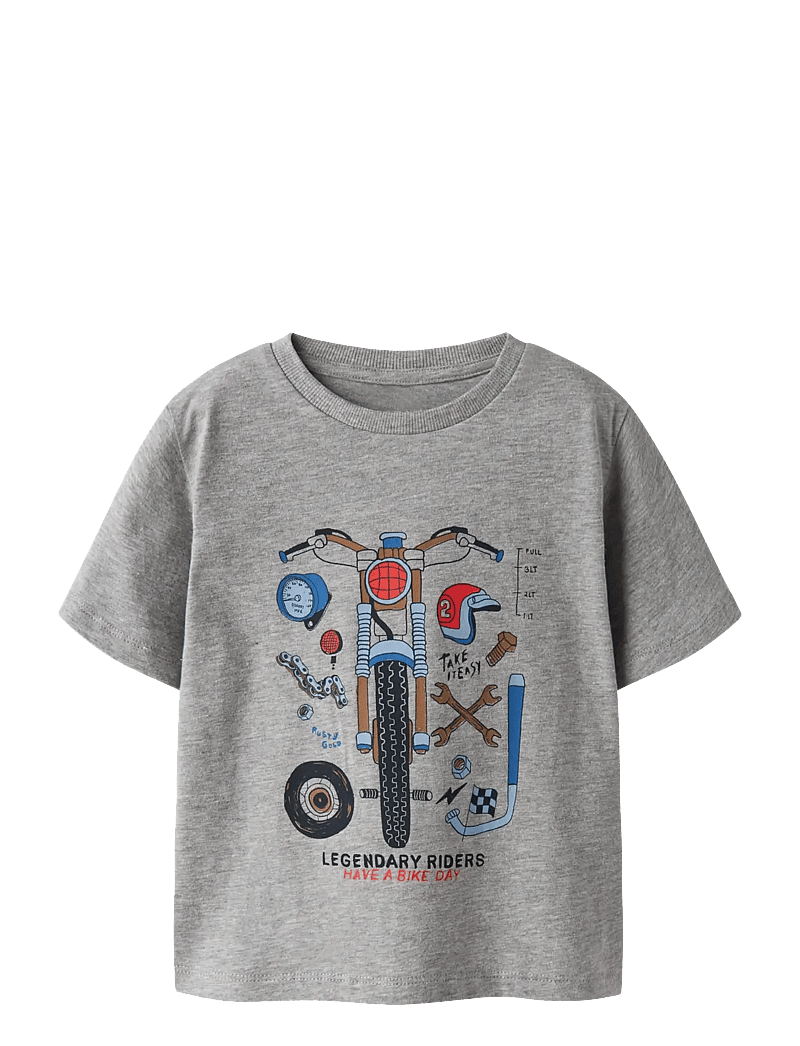 name it - NMMBO SS NREG TOP BOX - kortærmede t-shirts - grey melange - 1