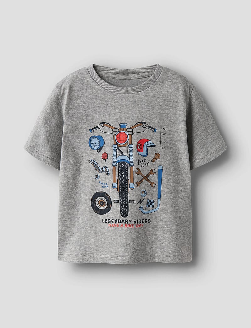 name it - NMMBO SS NREG TOP BOX - kortærmede t-shirts - grey melange - 0