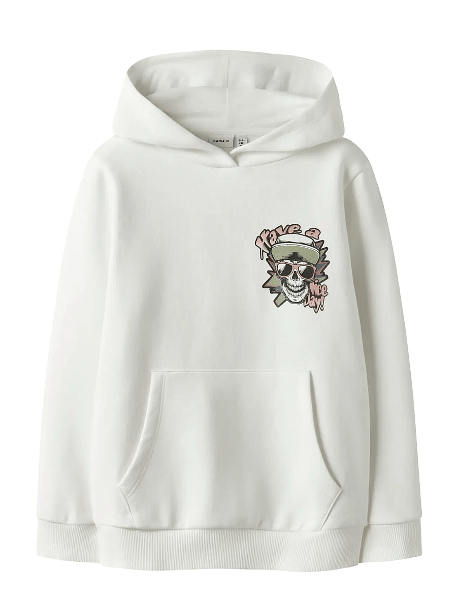 name it - NKMBASTIAN LS SWE WH BRU BOX PS NOOS - kapuzenpullover - cloud dancer - 0
