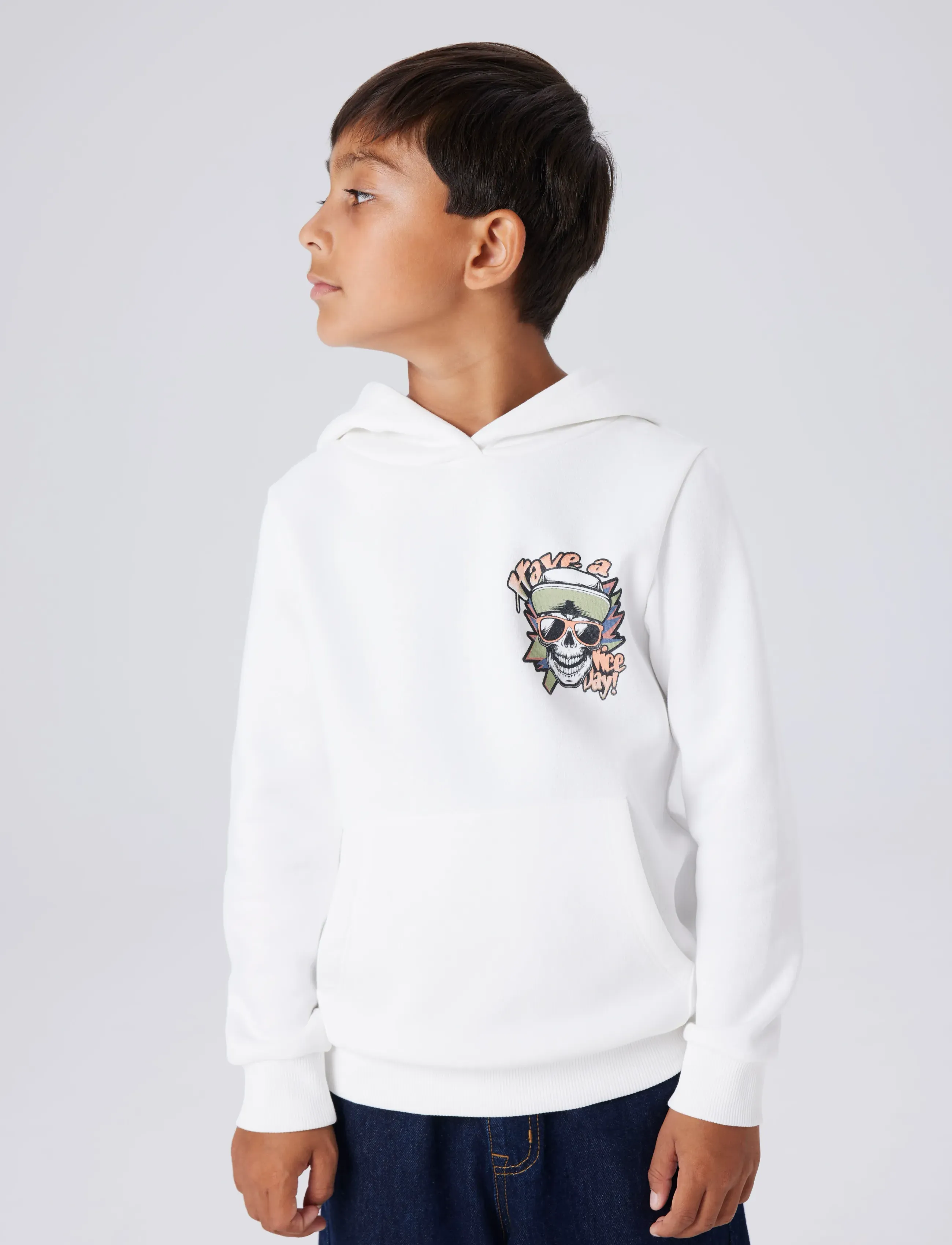 name it - NKMBASTIAN LS SWE WH BRU BOX PS NOOS - kapuzenpullover - cloud dancer - 3