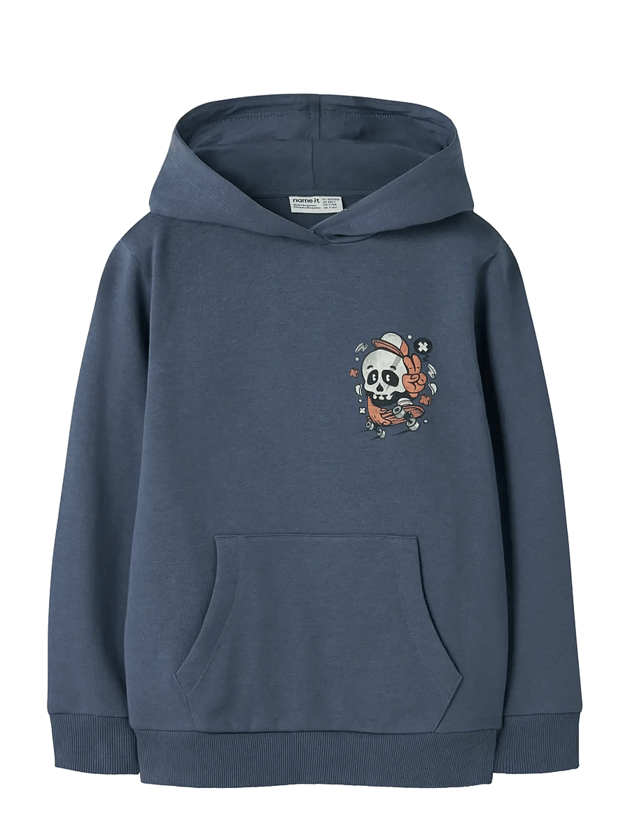 name it - NKMBASTIAN LS SWE WH BRU BOX PS NOOS - kapuzenpullover - vintage indigo - 0