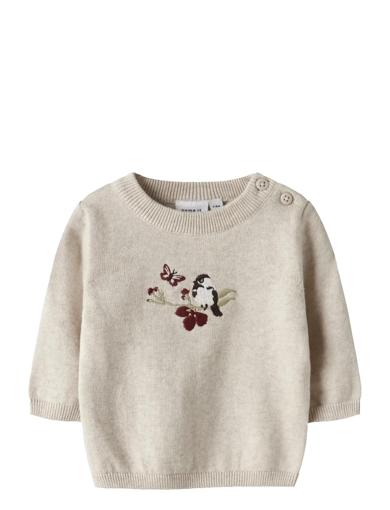 name it NBFBIRD LS KNIT BOX - Overdele - PEYOTE MELANGE / beige