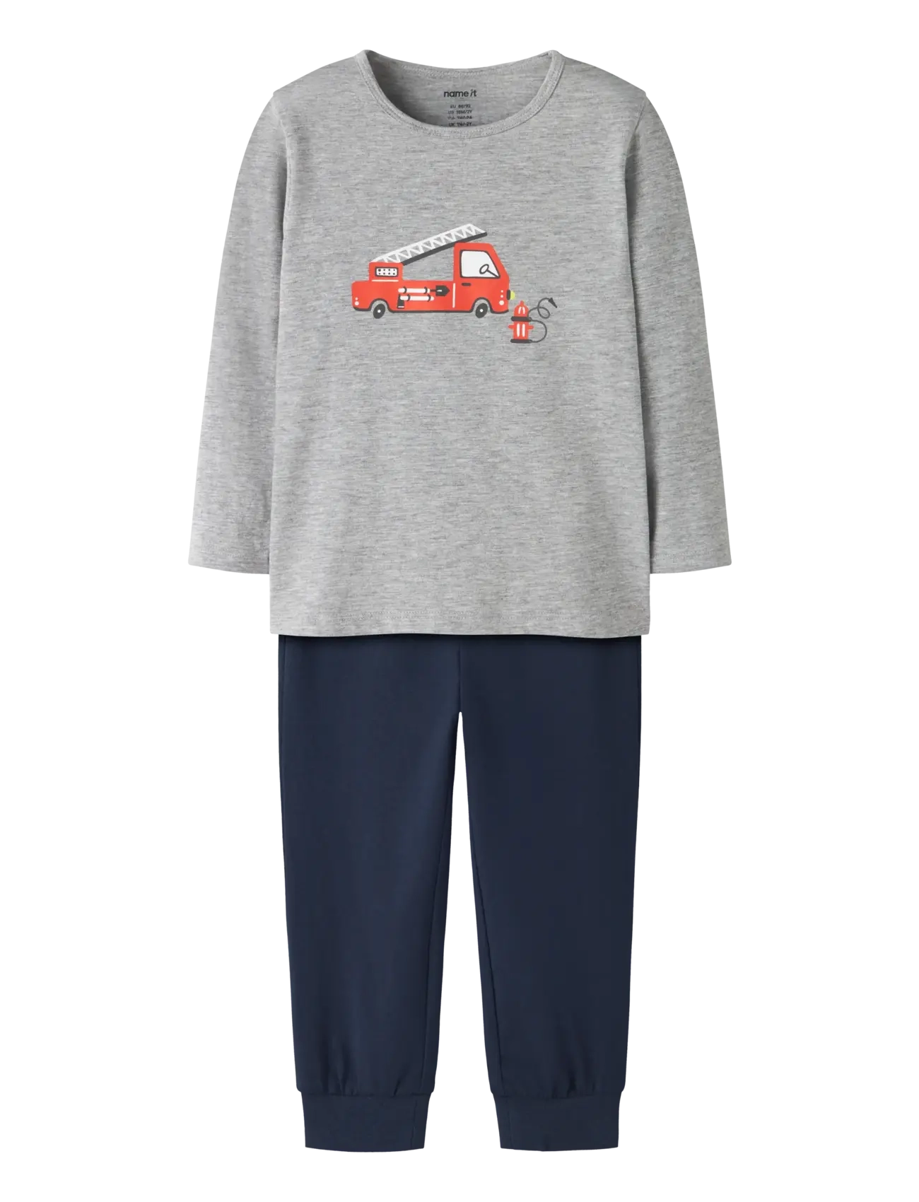 name it NMMNIGHTSET GREY FIRETRUCK NOOS - Nattøy - GREY MELANGE / grey