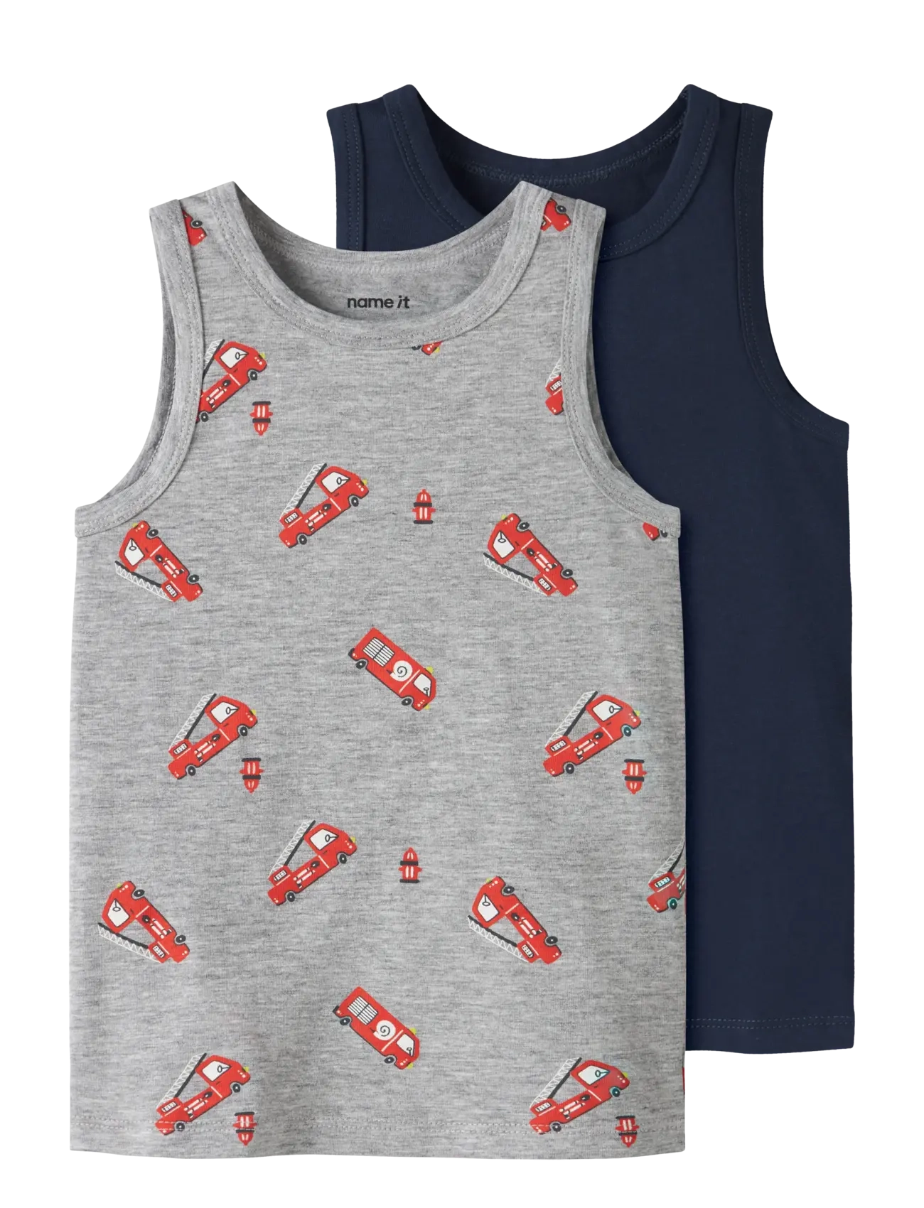 name it - NMMTANK TOP 2P GREY FIRETRUCK NOOS - tanktops - grey melange - 1