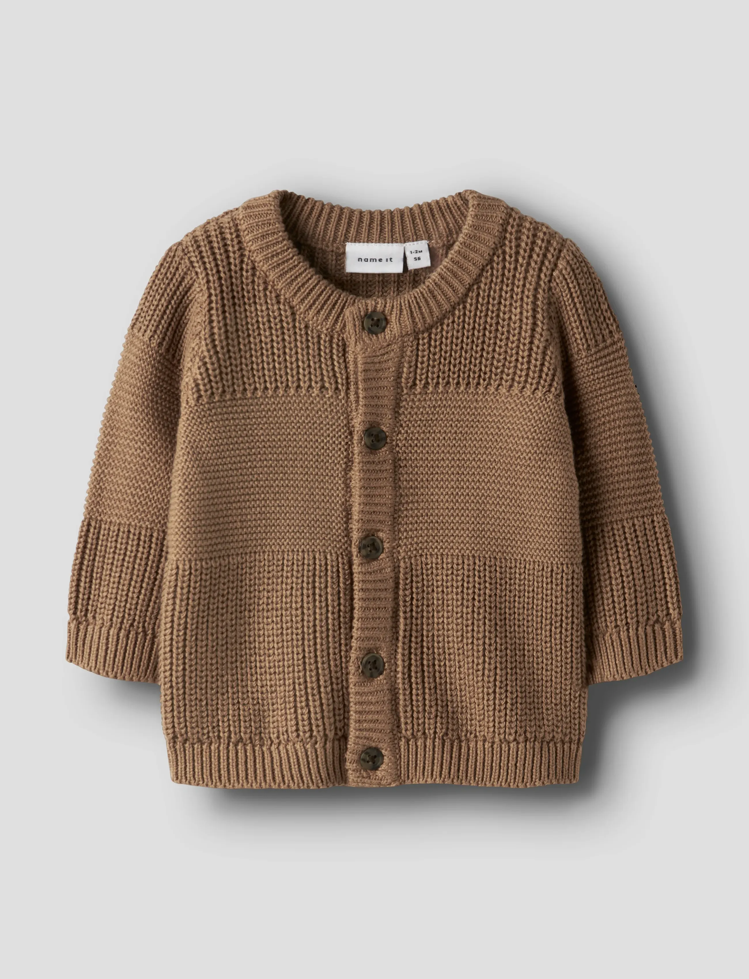 name it NBMBOYS LS KNIT CARD - Jakas - TOASTED COCONUT / brown