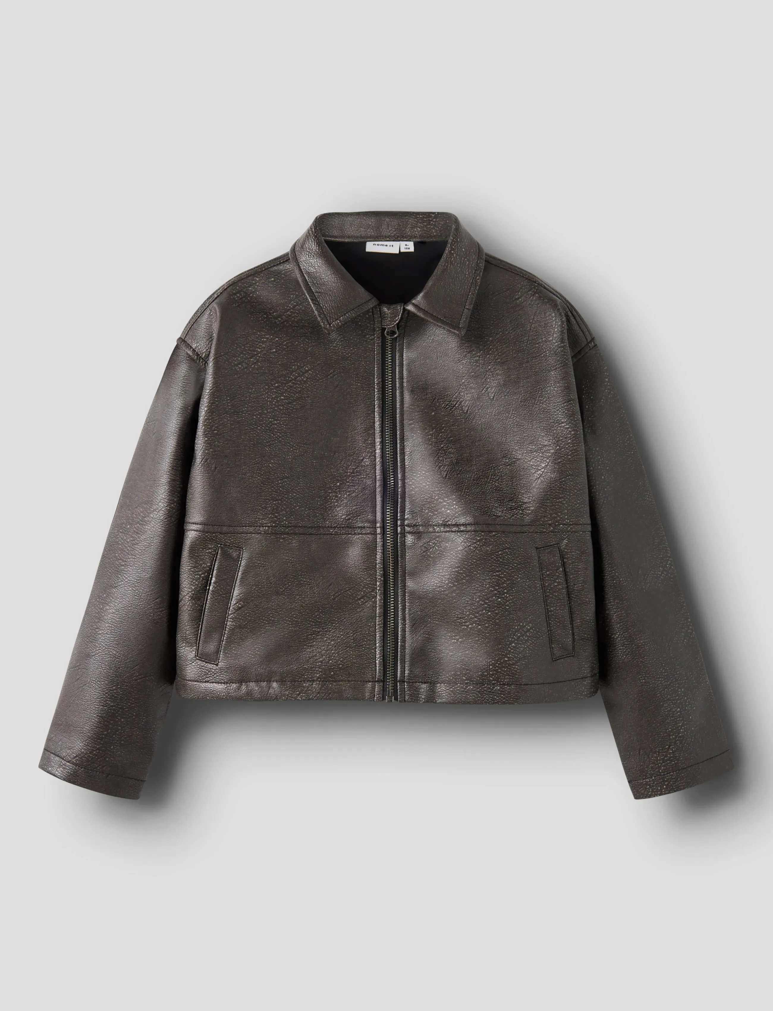 name it Nkfboll Pu Sjacket, 134-140, Jackets & Coats, Braun - Leather Jacket, Kinder
