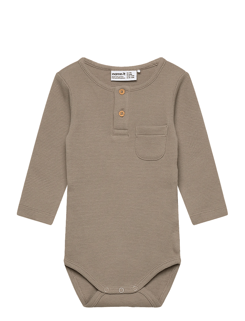 name it - NBMBALON LS BODY - long-sleeved bodies - vintage khaki - 0