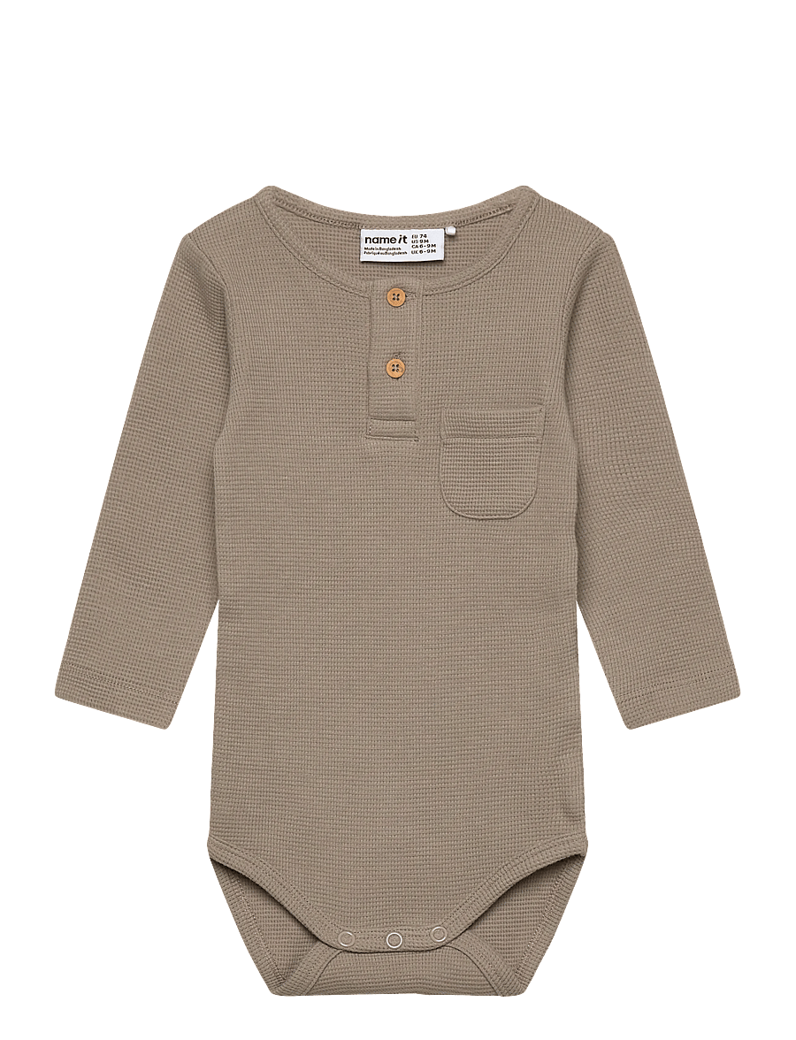name it - NBMBALON LS BODY - långärmade bodies - vintage khaki - 0