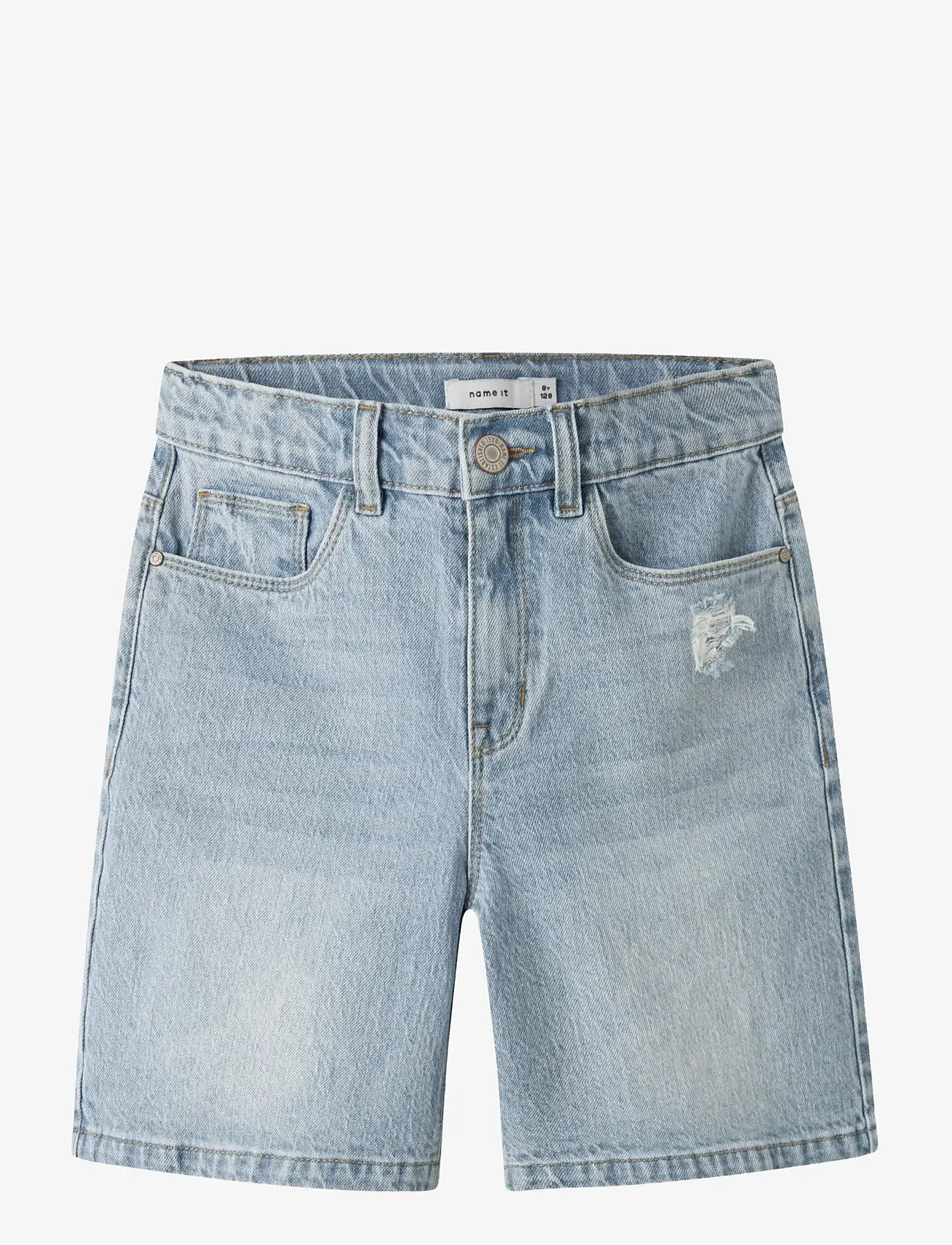 name it - NKFROSE HW LONG DNM SHORTS 1160-TK - korte jeansbroeken - light blue bleached denim - 0