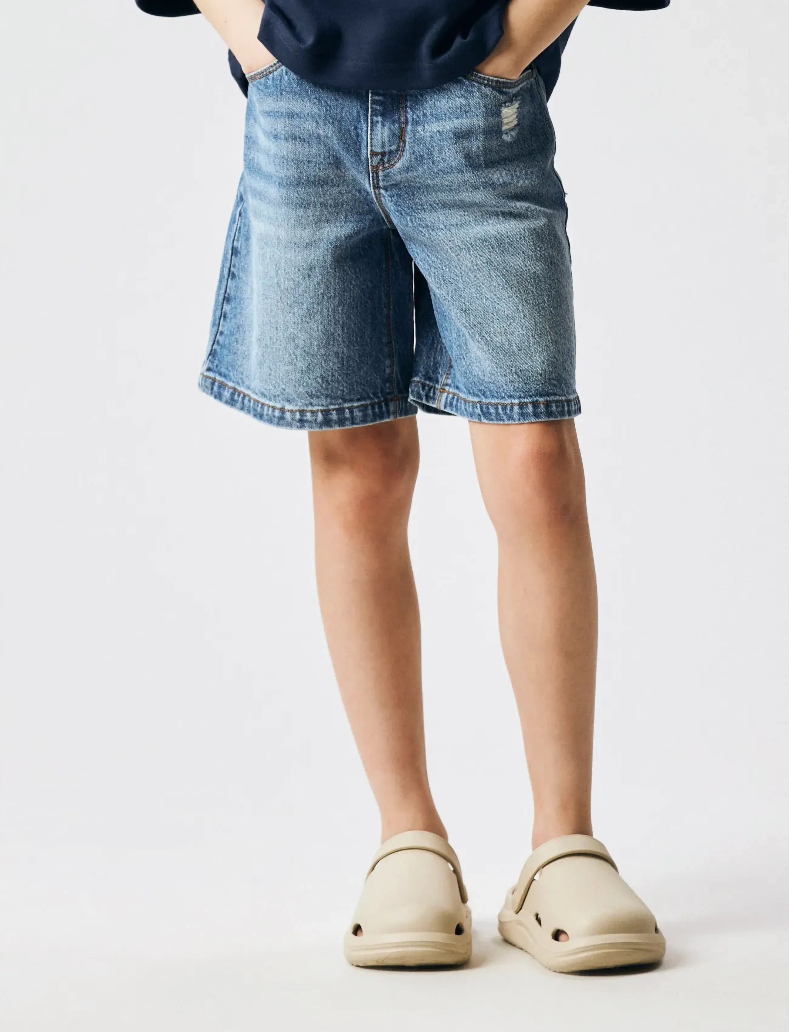 name it - NKFROSE HW LONG DNM SHORTS 1160-TK - denimshorts - medium blue denim - 2