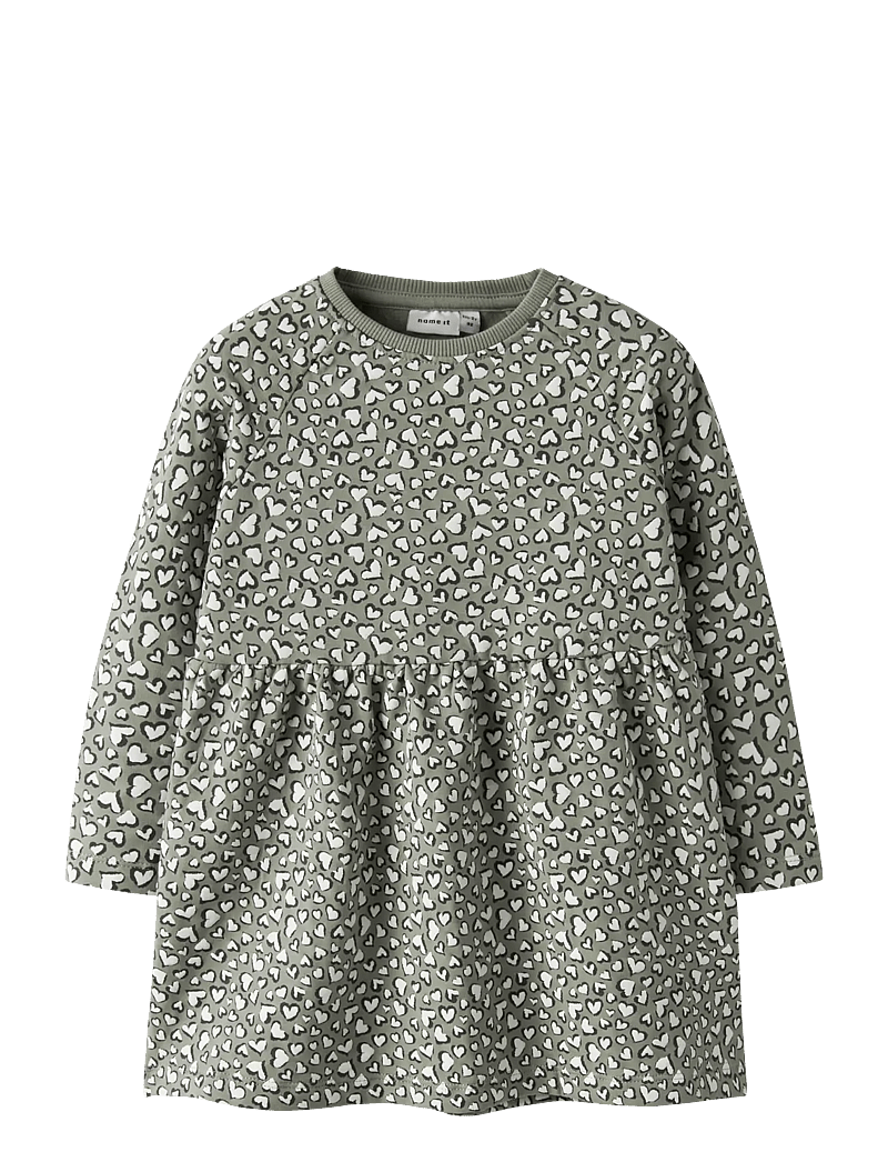 name it - NMFBEARTA LS SWEAT DRESS UNB - shadow - 0