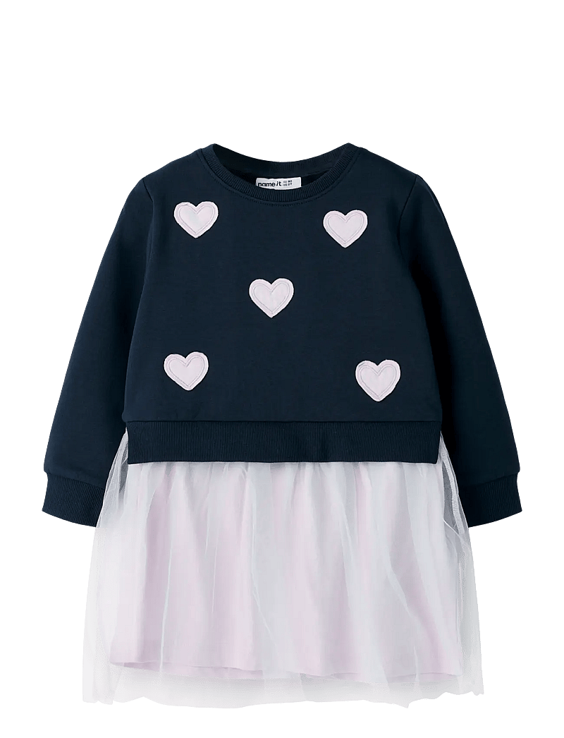 name it - NMFBIANJA SWEAT DRESS BRU - långärmade vardagsklänningar - navy blazer - 1