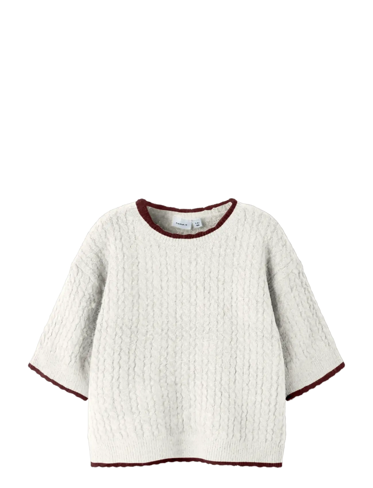 name it Nkfkiras Ss Knit, 122-128, White, Strik > Pullovere, Børn