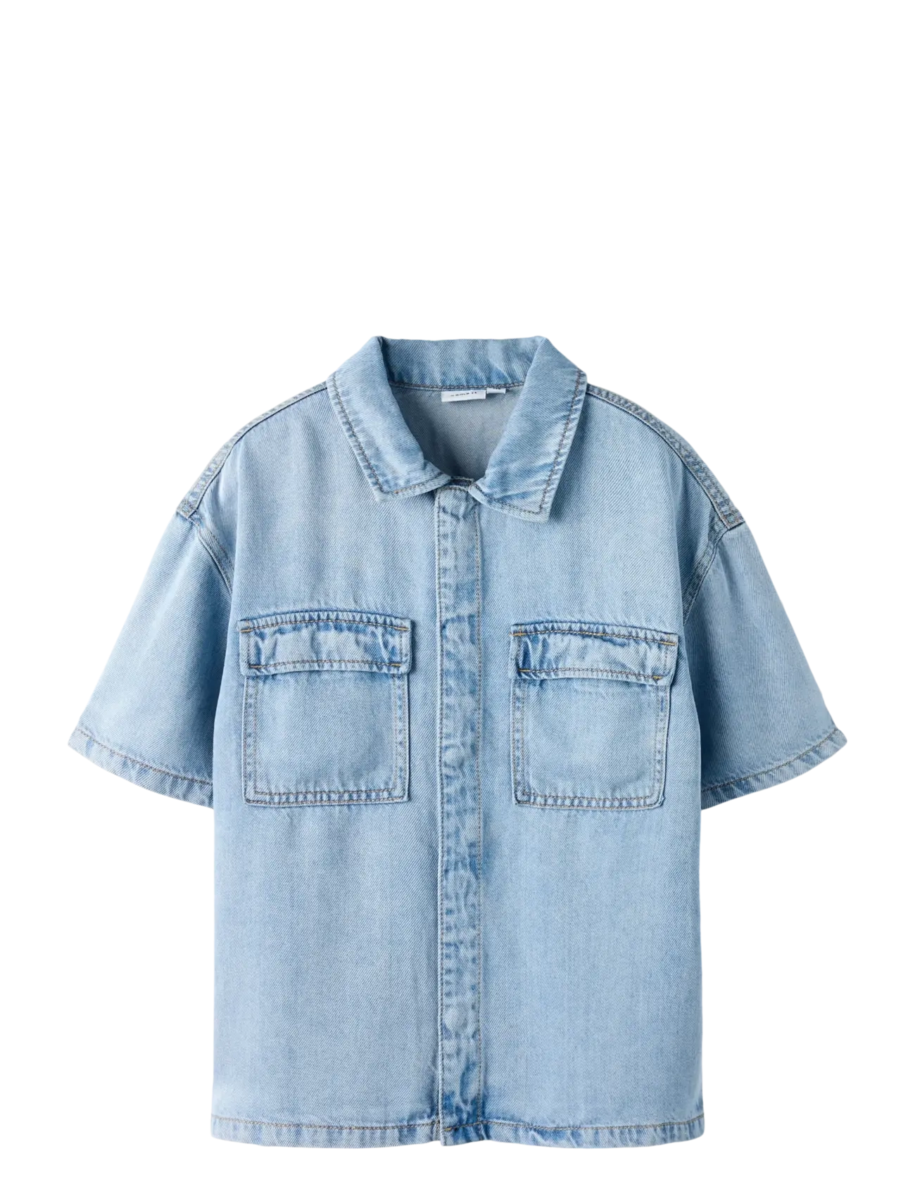 NAME IT Nkmjoy Boxy Dnm 1/2 Shirt 1860-Ph F Blau - 164 - Kinder