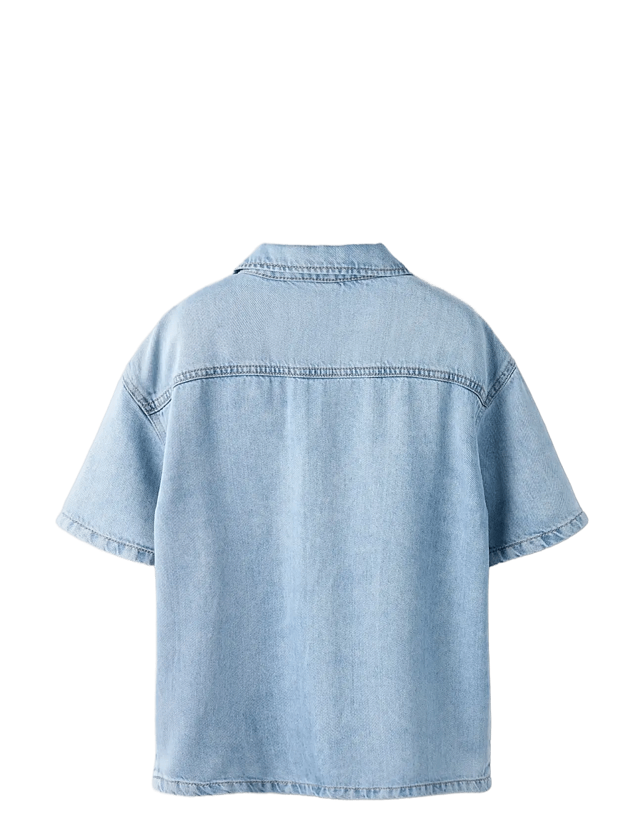 name it - NKMJOY BOXY DNM 1/2 SHIRT 1860-PH F - kurzärmlige hemden - light blue denim - 1